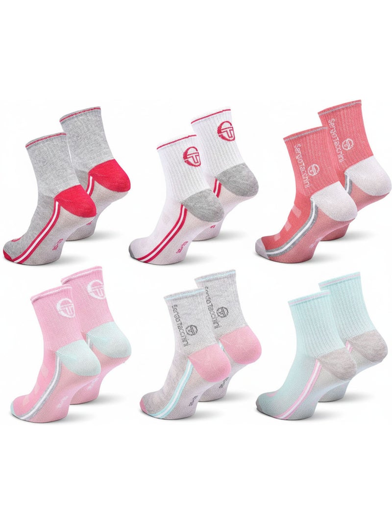 Sergio tacchini set korte sokken meisje quarter set van 6 Grijs Wit - Kiabi