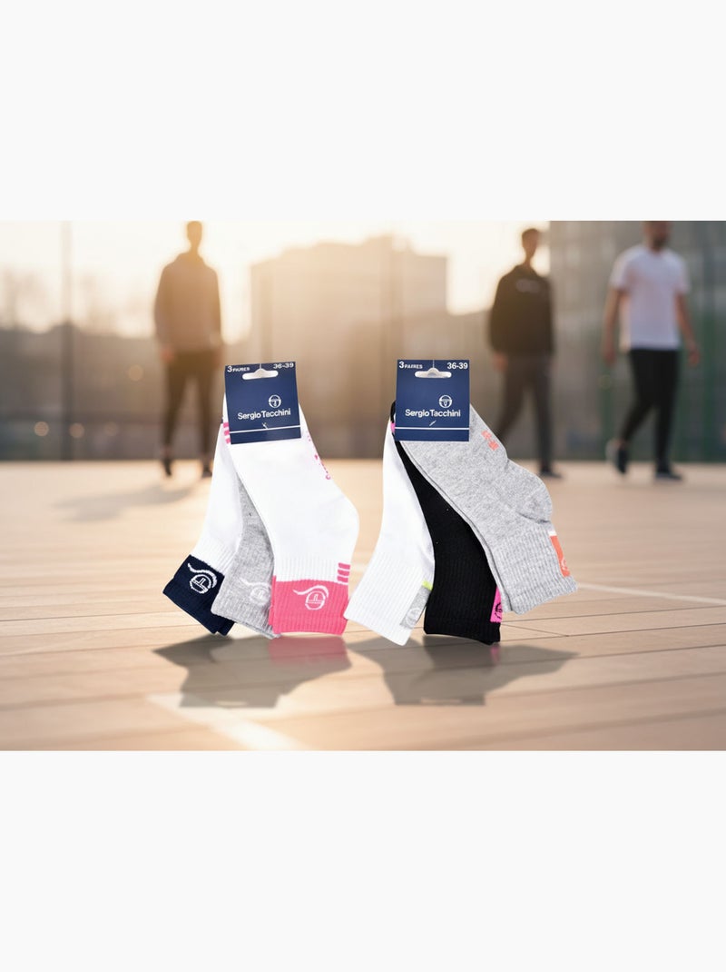 Sergio tacchini set korte sokken meisje quarter set van 6 Grijs Zwart - Kiabi