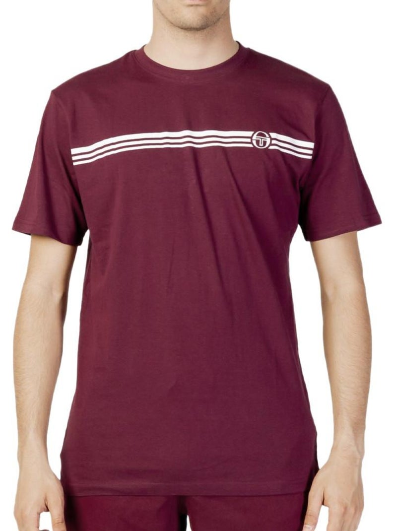 Sergio Tacchini Stripe B Bordeaux Rood T-shirt voor Heren Bordeaux - Kiabi
