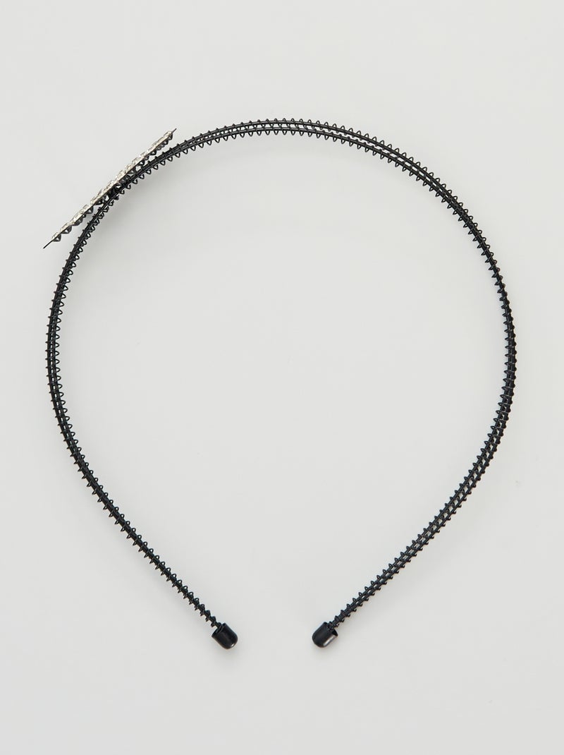 Serre-tête double rang à strass Noir - Kiabi
