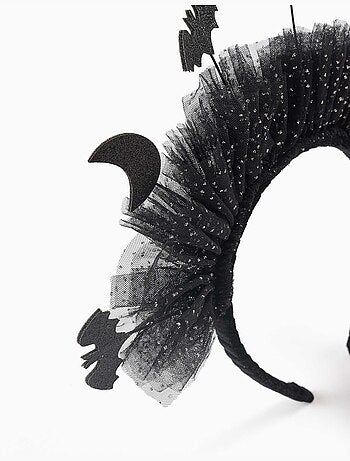 Serre-tête en tulle avec lunes et chauves-souris