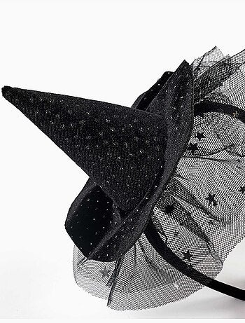 Serre-tête en velours avec chapeau de sorcière