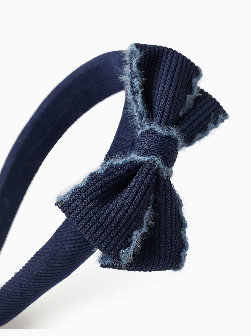 Serre-tête rembourré en velours avec nœud Bleu foncé - Kiabi