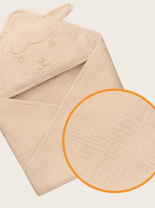 Serviette à capuche en mousseline - LIONELO - 100% naturel - 80 x 80 cm - Dès le premier jour de vie - Kiabi Serviette à capuche en mousseline - LIONELO - 100% naturel - 80 x 80 cm - Dès le premier jour de vie - Kiabi