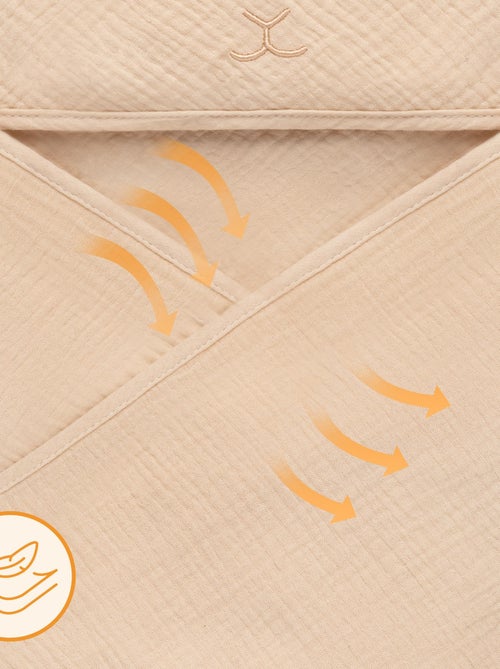 Serviette à capuche en mousseline - LIONELO - 100% naturel - 80 x 80 cm - Dès le premier jour de vie - Kiabi Serviette à capuche en mousseline - LIONELO - 100% naturel - 80 x 80 cm - Dès le premier jour de vie - Kiabi