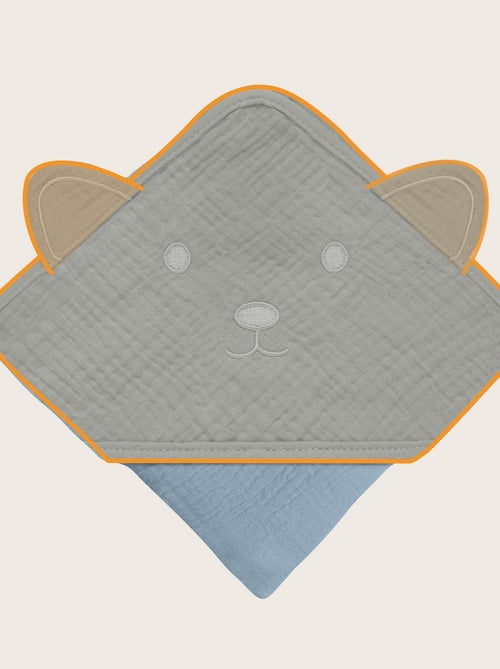 Serviette à capuche en mousseline - LIONELO - 100% naturel - 80 x 80 cm - Dès le premier jour de vie - Kiabi Serviette à capuche en mousseline - LIONELO - 100% naturel - 80 x 80 cm - Dès le premier jour de vie - Kiabi