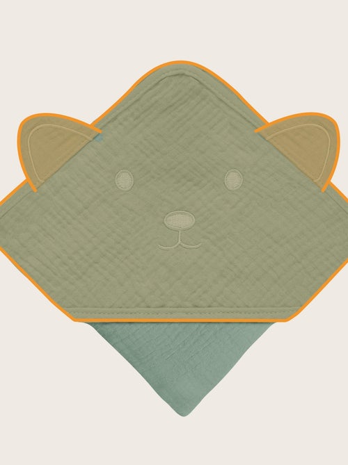 Serviette à capuche en mousseline - LIONELO - 100% naturel - 80 x 80 cm - Dès le premier jour de vie - Kiabi Serviette à capuche en mousseline - LIONELO - 100% naturel - 80 x 80 cm - Dès le premier jour de vie - Kiabi