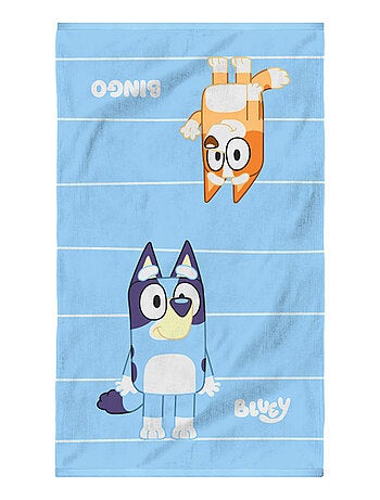 Serviette de bain et de plage imprimée 100% coton, bluey duo