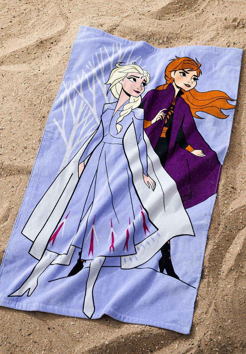 Serviette de bain et de plage imprimée 100% coton, disney home frozen sisters Violet - Kiabi