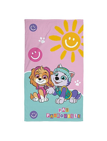 Serviette de bain et de plage imprimée 100% coton, pat patrouille soleil