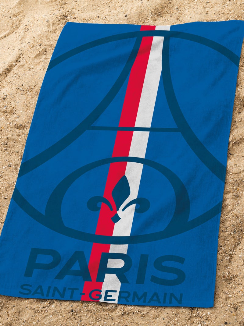 Serviette de bain et de plage imprimée 100% coton, psg sport Bleu Rouge - Kiabi