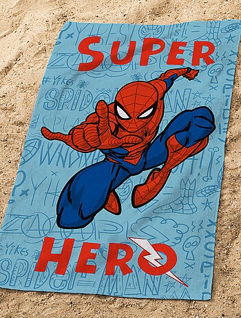 Serviette de bain et de plage imprimée 100% coton, spiderman home sketches