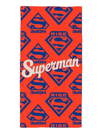 Serviette de bain et de plage imprimée 100% coton, superman rise
