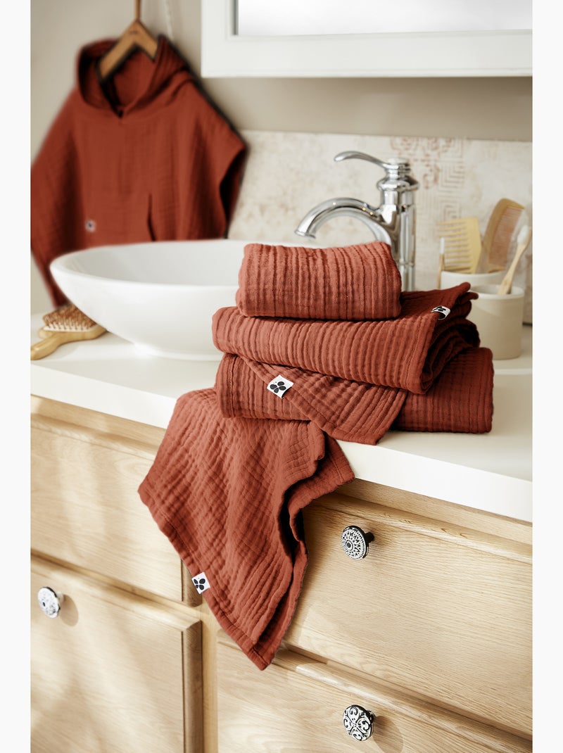 Serviette invité - quadruple gaze de coton 220 g/m² - gaïa Terracotta - Kiabi