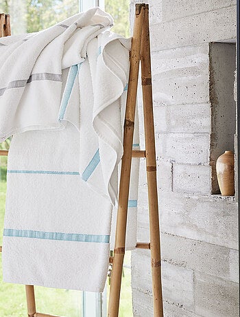 Serviette légère en coton, rayures tissées