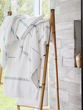 Serviette légère en coton, rayures tissées