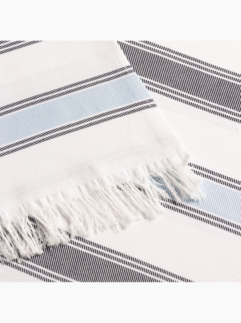 Serviette paréo de plage, tissu en relief, fouta - Gamusi. Bleu marine - Kiabi