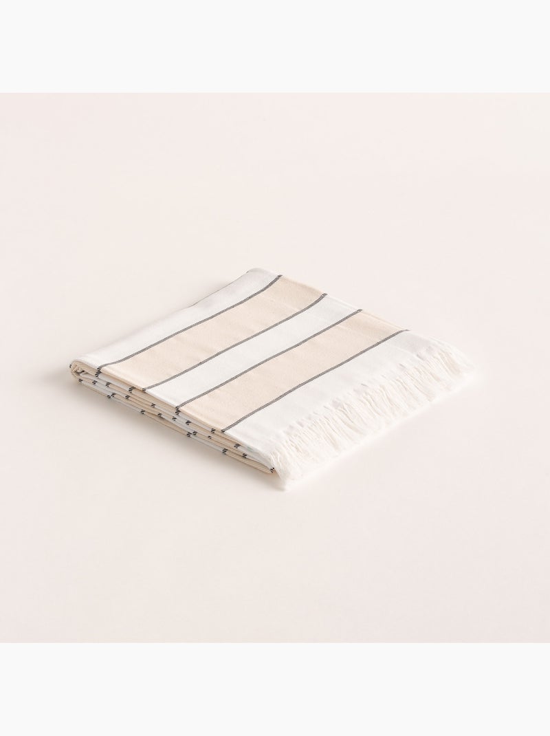 Serviette paréo de plage, tissu en relief, fouta - Gamusi. Ecru - Kiabi