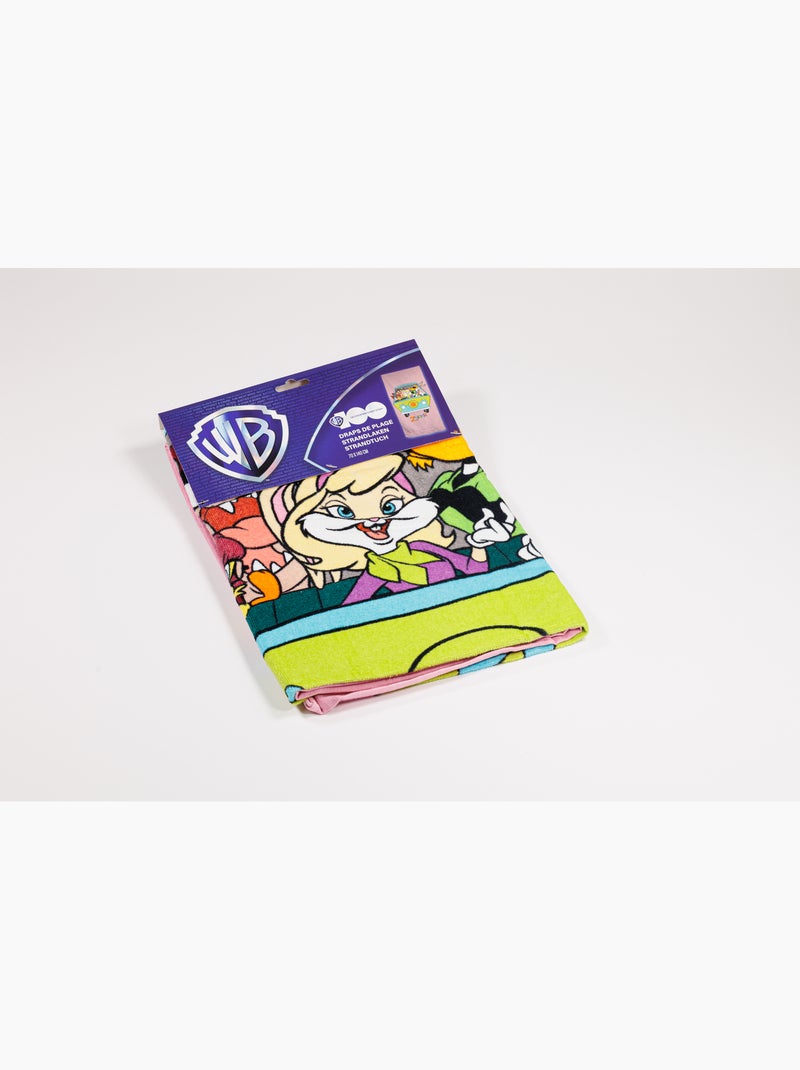 Serviette Plage Looney Tunes Warner Bros. 100 ans 70x140cm – Édition Collector – 100% Coton Noir Rose - Kiabi