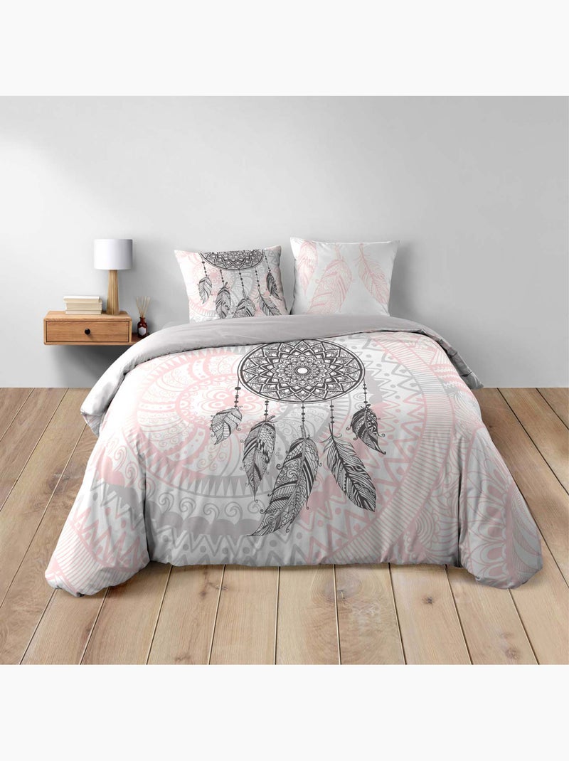 Set 2-delig bedrukt 42 draden placementprint namaste Roze - Kiabi