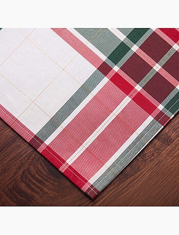 Set 6 kerstservetten tartan, geweven, gouddraad, katoen - gamusi.