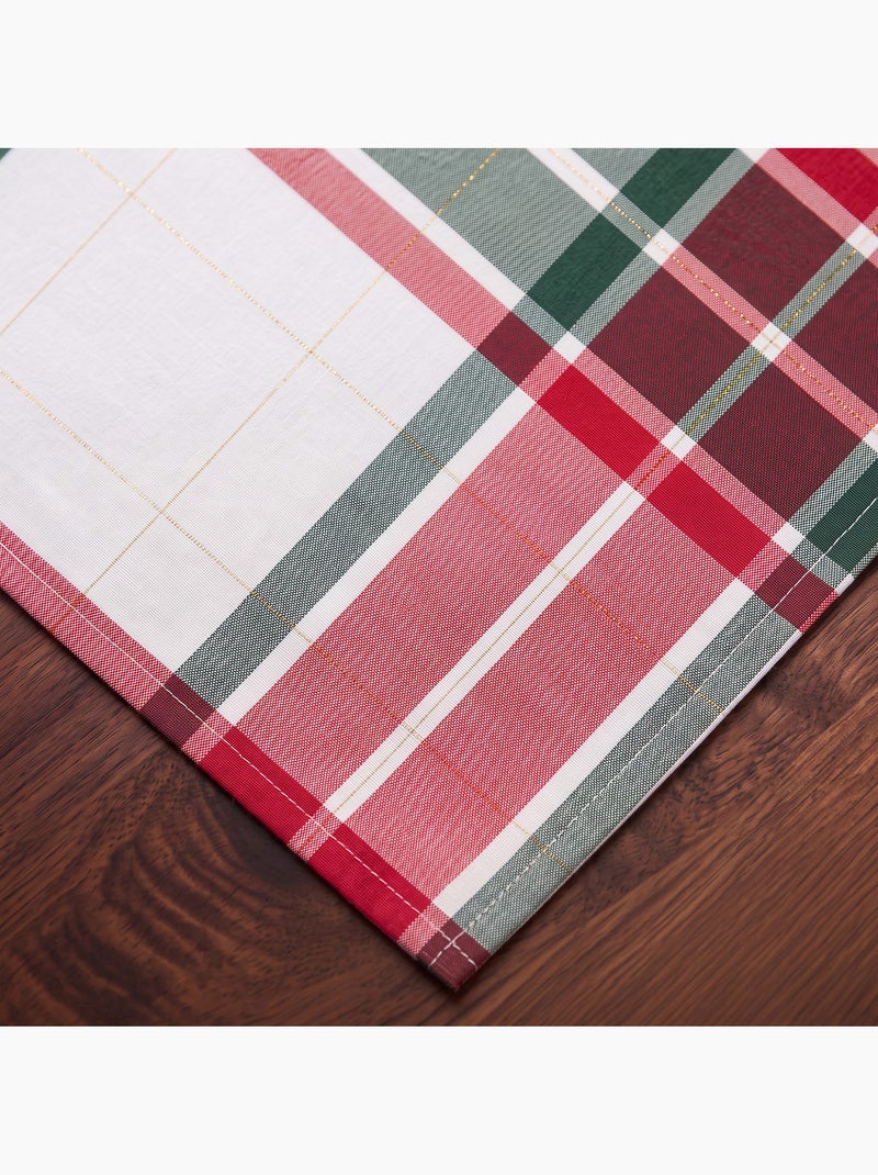 Set 6 kerstservetten tartan, geweven, gouddraad, katoen - gamusi. Multicolor - Kiabi