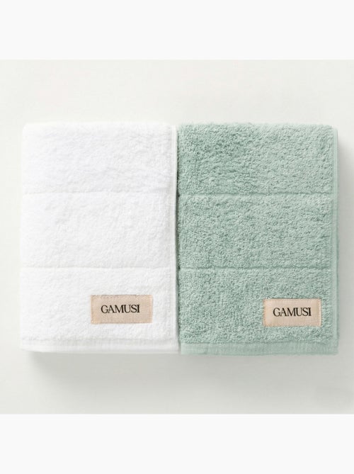 Set bad- en wastafelhanddoeken 100% katoen, 600 g/m², met ophanglus - Gamusi - Kiabi Set bad- en wastafelhanddoeken 100% katoen, 600 g/m², met ophanglus - Gamusi - Kiabi