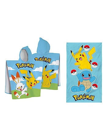 Set badcape en strandlaken bedrukt 100% katoen, pokemon