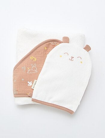 Set badcape + washandje 'Petit Béguin'