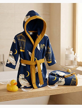 Set Badjas Capuchon + Handdoek 50x100cm + Washandje Harry Potter Hedwig – 100% Polyester