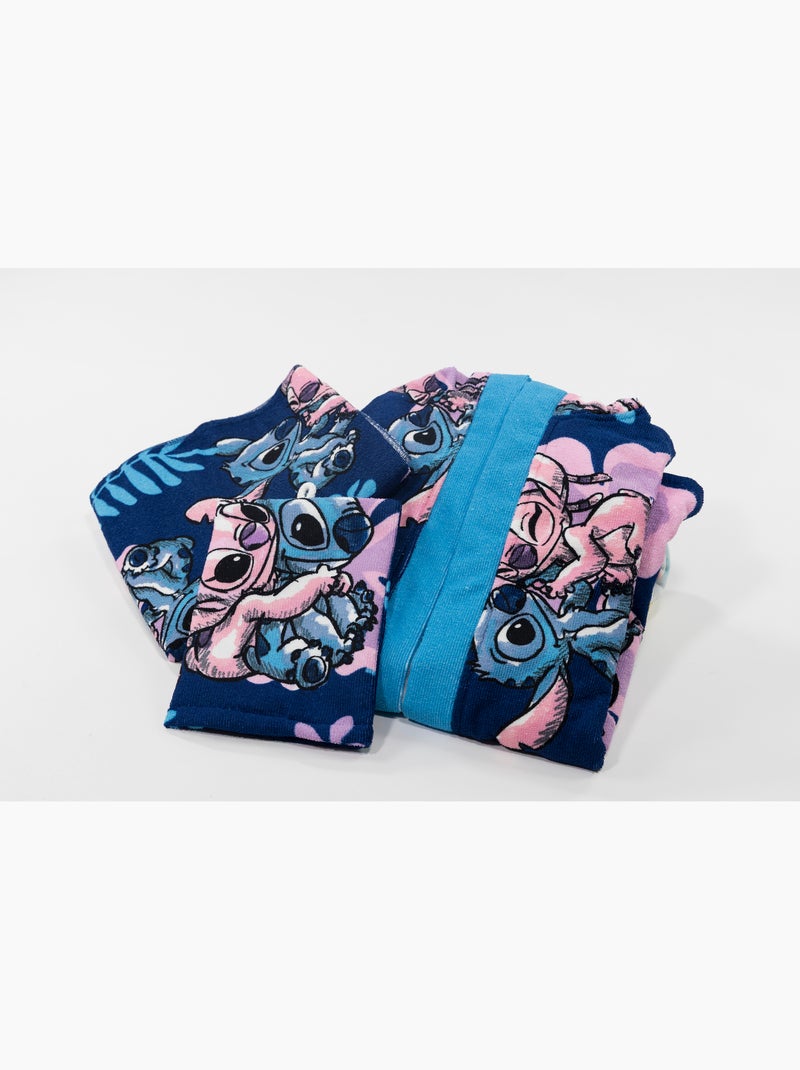 Set Badjas + Handdoek + Washandje Kind Stitch & Angel Disney Zwart Blauw - Kiabi