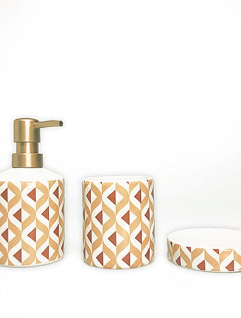 Set badkamer INES keramiek – 3-delig bruin geometisch Guy Levasseur
