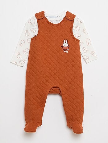 Set barboteuse nuit avec pieds 'Miffy' + body manches longues