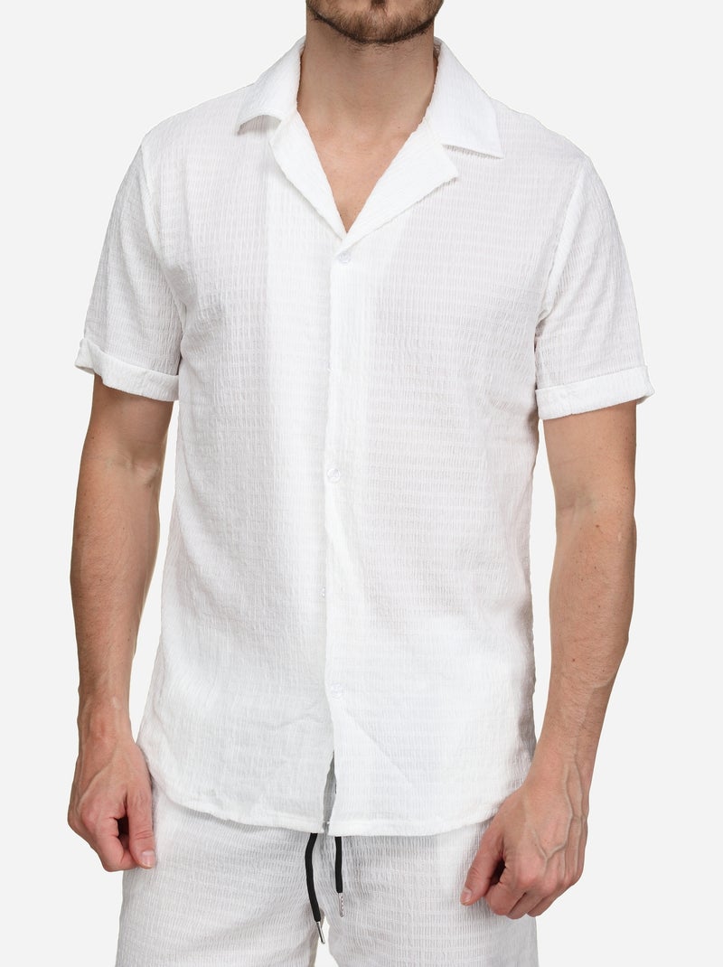 Set bestaande uit een effen overhemd en een effen of bedrukte korte broek - Frilivin Wit - Kiabi