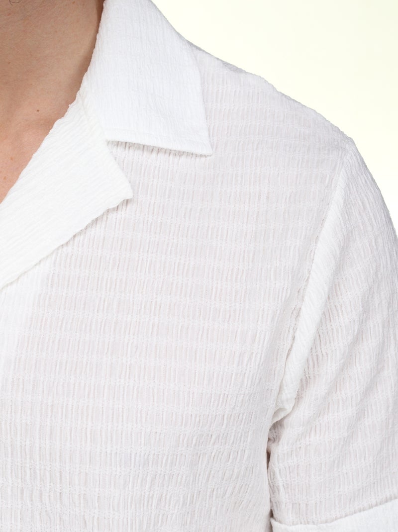 Set bestaande uit een effen overhemd en een effen of bedrukte korte broek - Frilivin Wit - Kiabi