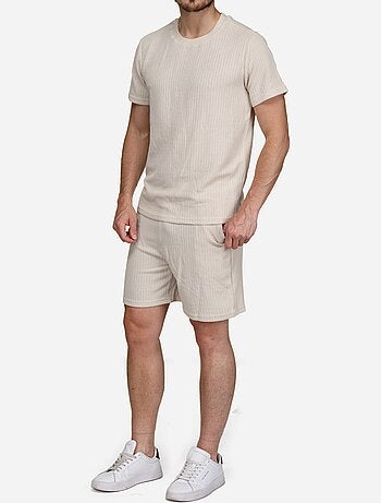 Set bestaande uit een effen T-shirt en een effen of bedrukte korte broek - Frilivin
