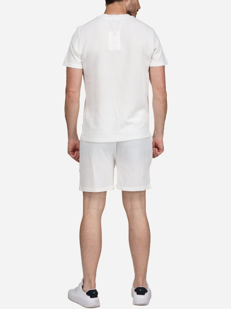 Set bestaande uit een effen T-shirt en een effen of bedrukte korte broek - Frilivin Wit - Kiabi