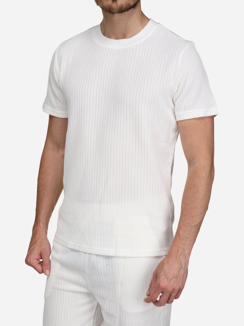 Set bestaande uit een effen T-shirt en een effen of bedrukte korte broek - Frilivin Wit - Kiabi