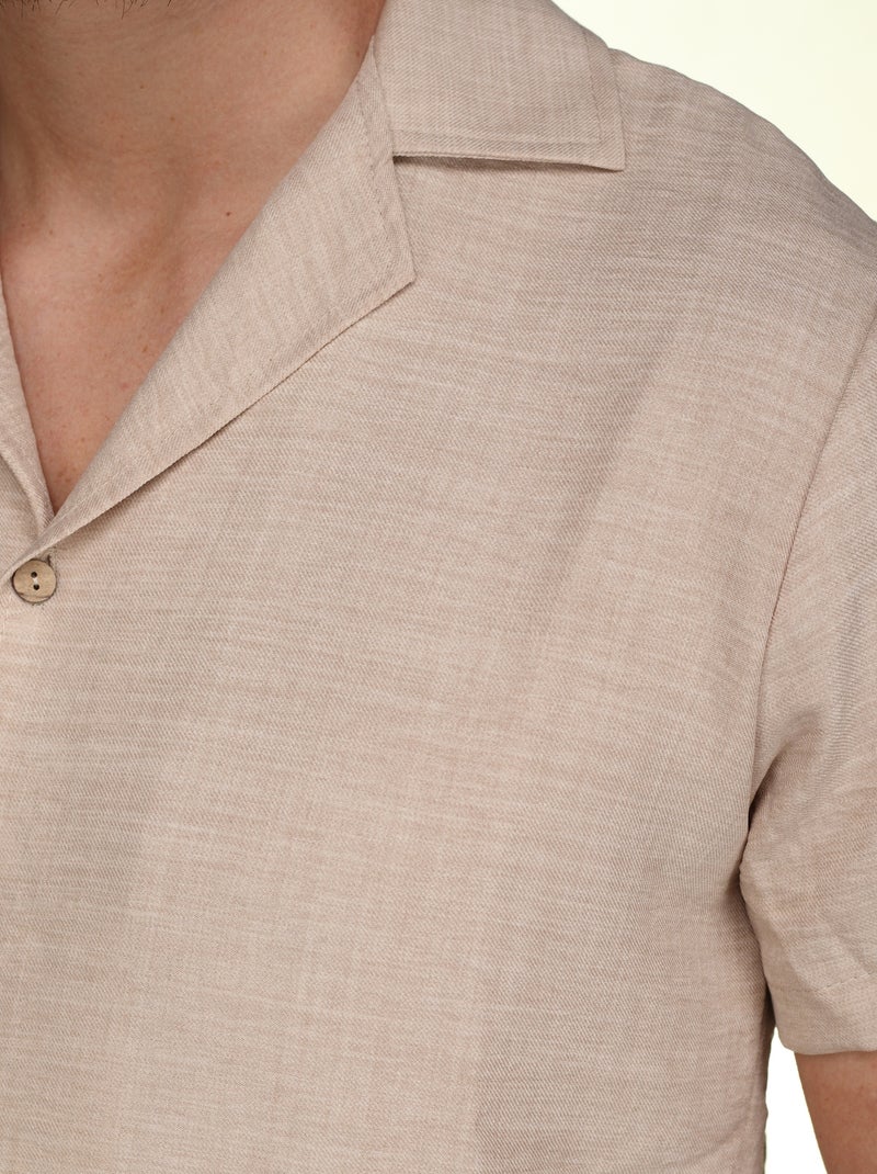 Set bestaande uit een overhemd en een effen short met textuur - Frilivin Bruin - Kiabi