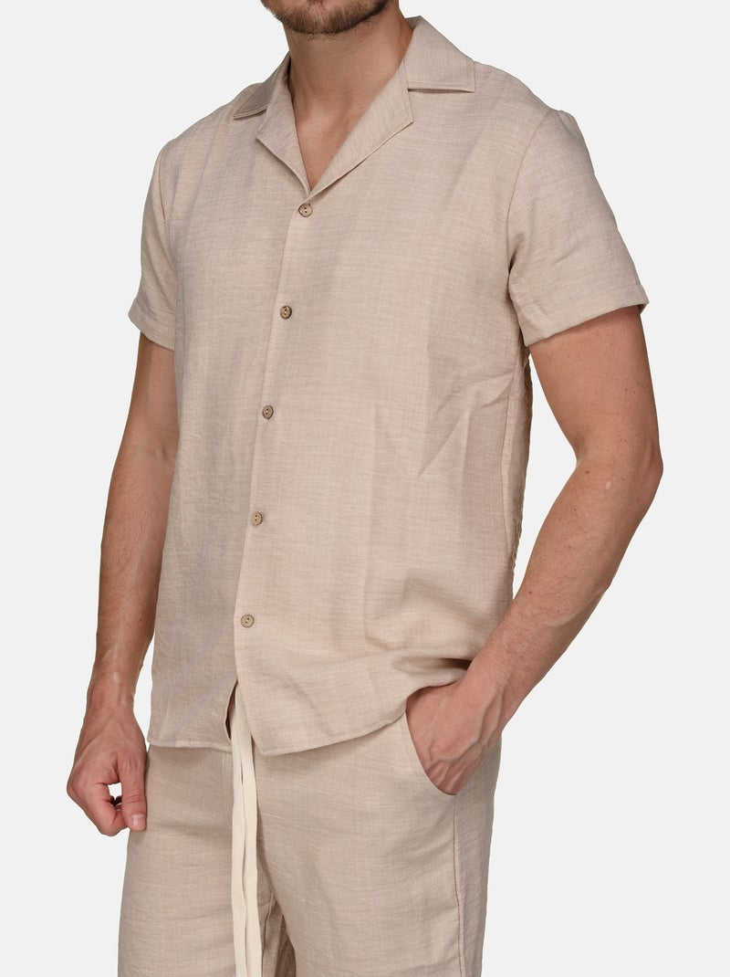 Set bestaande uit een overhemd en een effen short met textuur - Frilivin Bruin - Kiabi