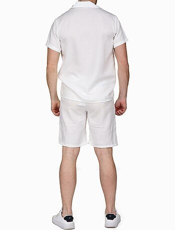 Set bestaande uit een overhemd en een effen short met textuur - Frilivin
