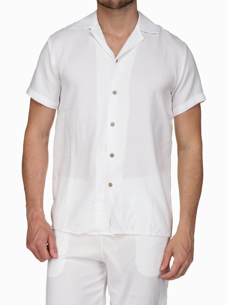 Set bestaande uit een overhemd en een effen short met textuur - Frilivin Wit - Kiabi