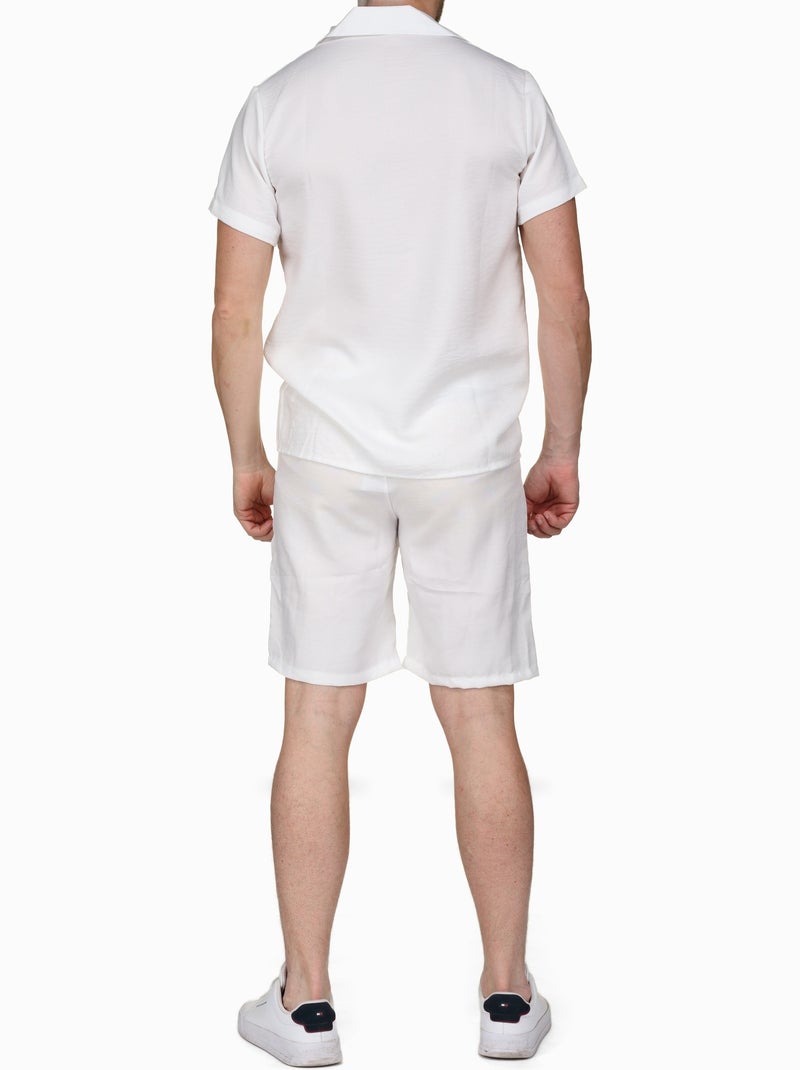 Set bestaande uit een overhemd en een effen short met textuur - Frilivin Wit - Kiabi