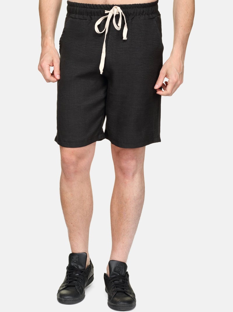 Set bestaande uit een overhemd en een effen short met textuur - Frilivin Zwart - Kiabi