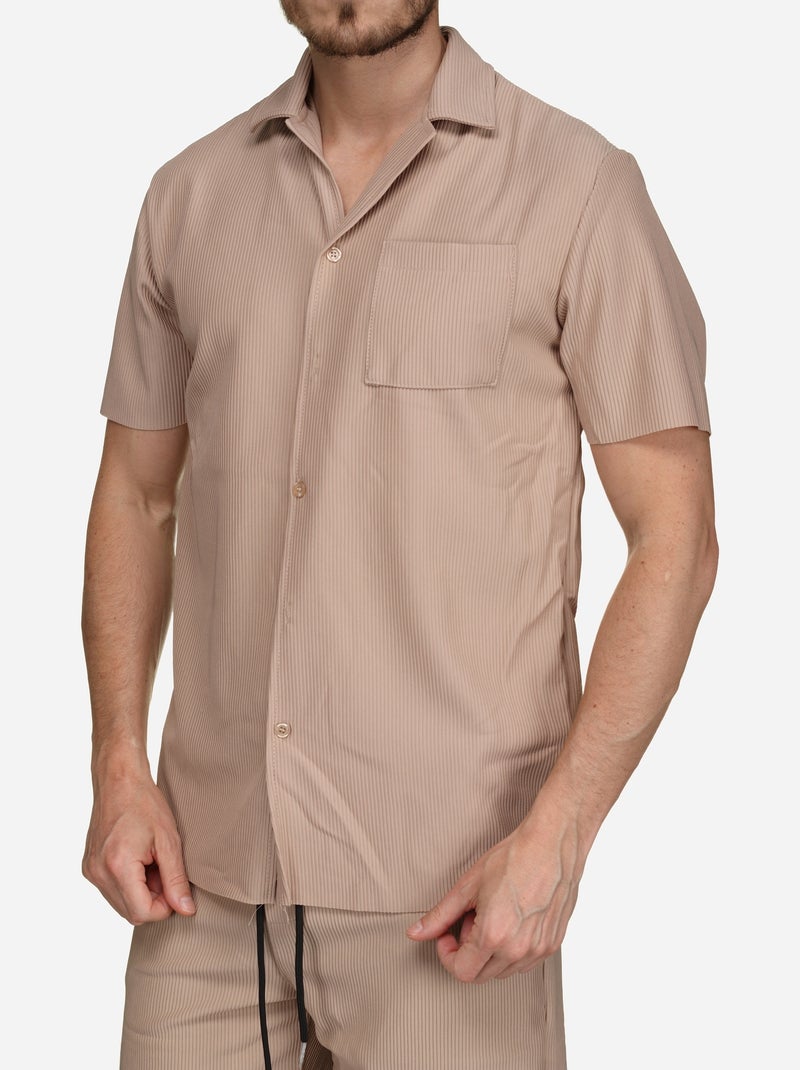 Set bestaande uit een overhemd en een short met textuur - Frilivin Beige - Kiabi