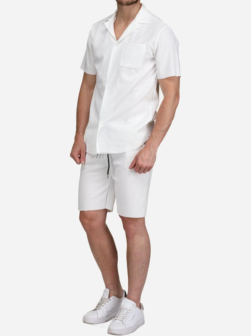 Set bestaande uit een overhemd en een short met textuur - Frilivin Wit - Kiabi