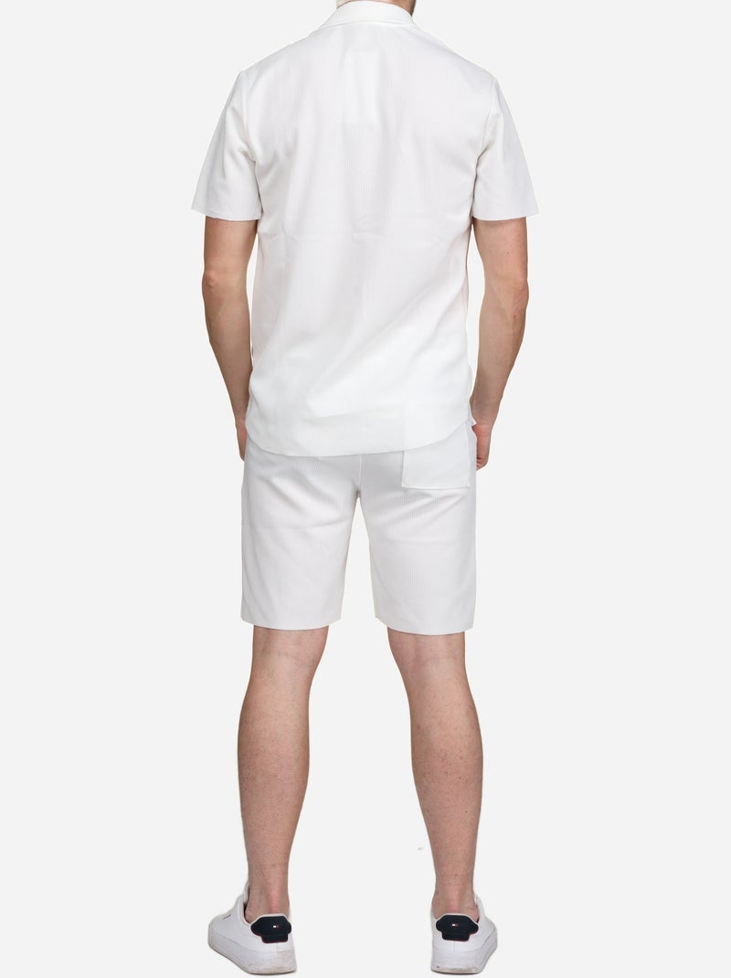 Set bestaande uit een overhemd en een short met textuur - Frilivin Wit - Kiabi
