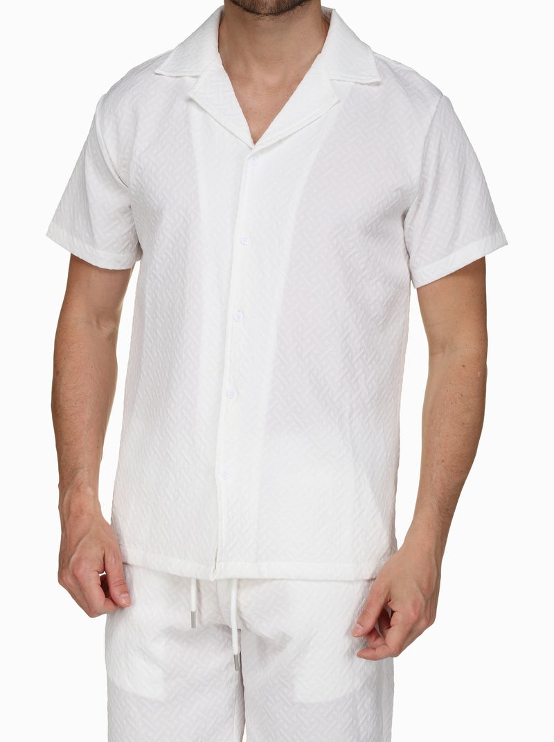 Set bestaande uit een overhemd en een short met textuur - Frilivin Wit - Kiabi