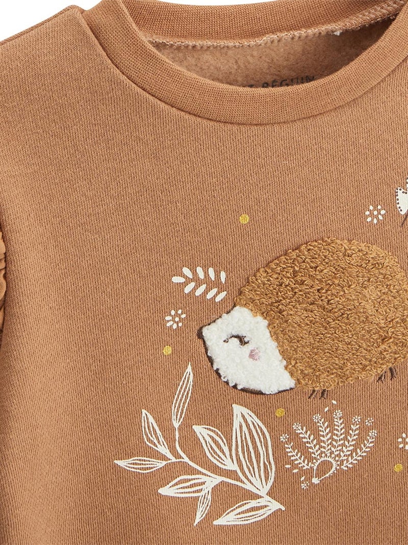 Set bestaande uit een trui en broek van chincha-fleece voor kinderen Camel - Kiabi