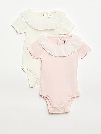 Set bodies met claudinekraag - 2 stuks